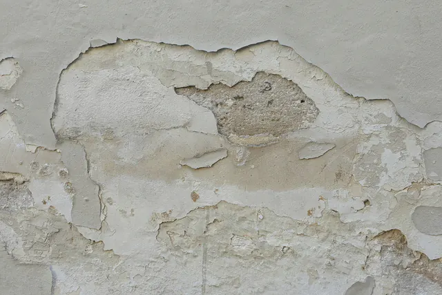 Pleister en verf die loskomen van een muur